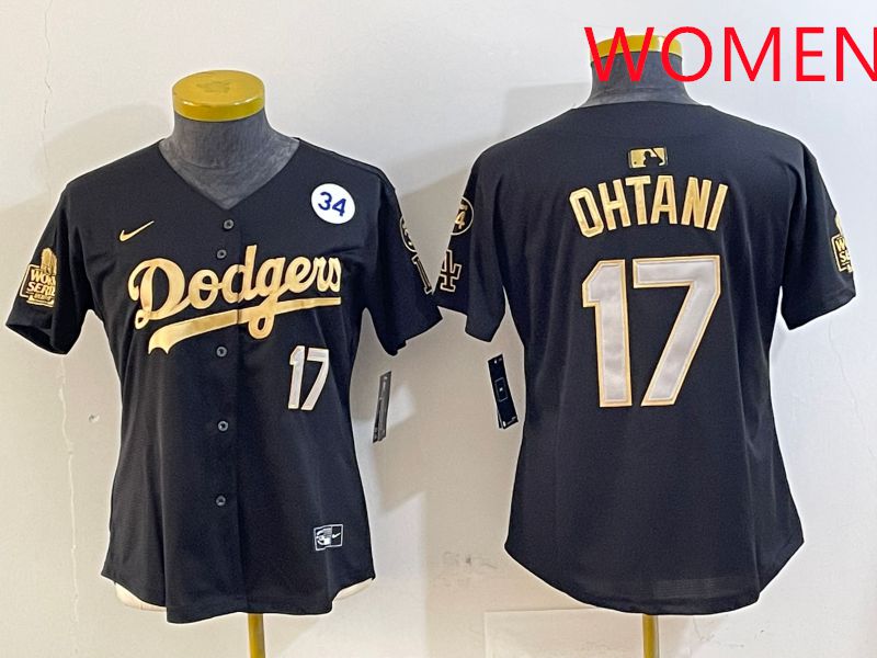 Women Los Angeles Dodgers #17 Ohtani Black Gold Game 2025 Nike MLB Jersey style 5